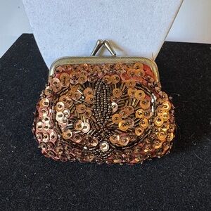 Vintage mid-century, modern beaded and Sequin Embellished Clutch/Coin Purse